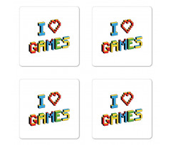 Love Video Games Pixel Art Coaster Set Of Four