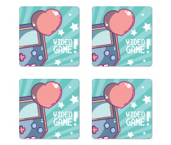 Retro Gameboy Fans Heart Coaster Set Of Four