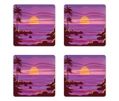 Retro Style Cartoon Beach Coaster Set Of Four