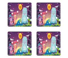 Funky and Happy Characters Coaster Set Of Four