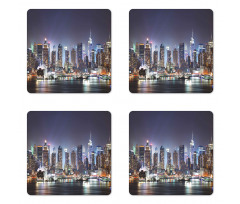 Manhattan Skyline at Night Coaster Set Of Four