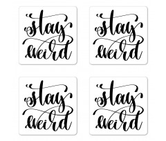 Monochrome Cursive Words Coaster Set Of Four