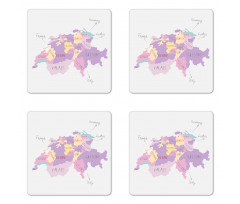 Hand Drawn Map Illustration Coaster Set Of Four