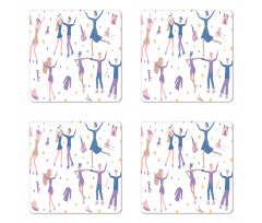 People Winter Performing Coaster Set Of Four