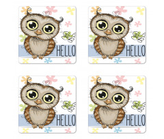 Cartoon Butterfly Hello Coaster Set Of Four