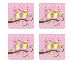 Birds in Love on Branch Coaster Set Of Four