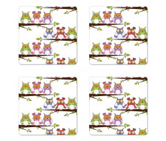 Birds on Tree Branches Coaster Set Of Four