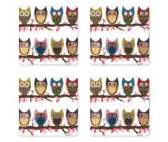 Birds Retro Art Style Coaster Set Of Four