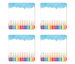 Multicolor Gradient Pencils Coaster Set Of Four