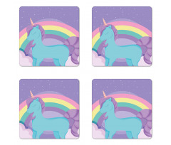 Nursery Rainbow Pony Art Coaster Set Of Four