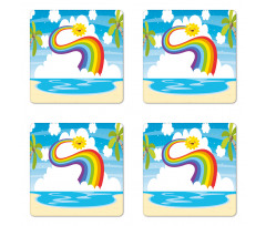 Cartoon Sun Holiday Coaster Set Of Four