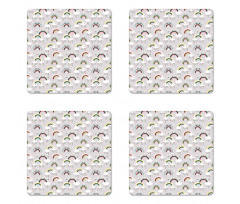 Nursery Theme Clouds Coaster Set Of Four