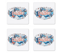 Calligraphy and Doodle Items Coaster Set Of Four