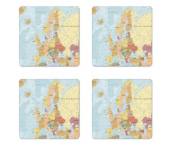 Scandinavian Region Mapping Coaster Set Of Four