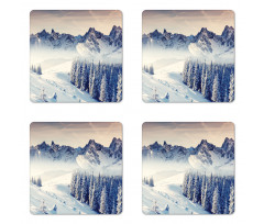 Snowy Winter View Coaster Set Of Four