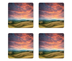 Tuscany Cypress Trees Coaster Set Of Four