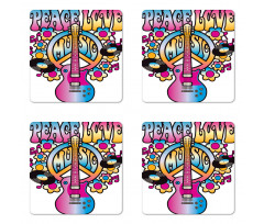 Peace Love Vinyl Music Coaster Set Of Four