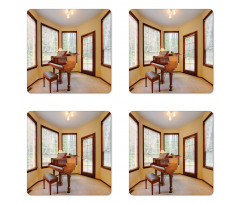 Round Room with Piano Coaster Set Of Four