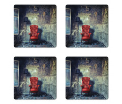 Old Armchair Messy House Coaster Set Of Four