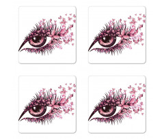 Fairy Woman Eyelashes Coaster Set Of Four