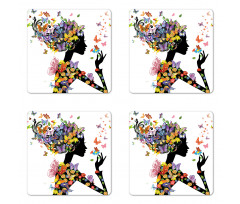 Flowers with Butterfly Coaster Set Of Four