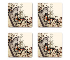 Harp Ornament Butterfly Coaster Set Of Four