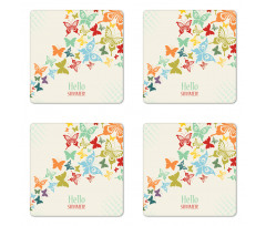 Butterfly Dots Timber Coaster Set Of Four