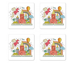 Princess Castle Nursery Coaster Set Of Four