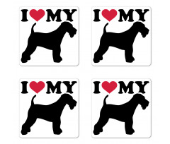 I Love My Terrier Dog Love Coaster Set Of Four