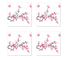 Japanese Cherry Blossoms Art Coaster Set Of Four