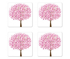 Simple Cherry Tree Blossom Coaster Set Of Four