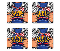 Fun Super Dad T-shirt Coaster Set Of Four