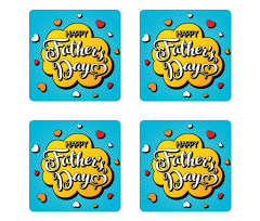 Colorful Comic Wording Coaster Set Of Four