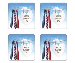 Ties Hanging on Rope Coaster Set Of Four