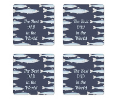 Horizontal Fish Motifs Coaster Set Of Four