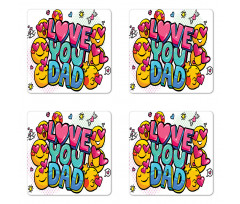 Emoji Smileys Love Dad Coaster Set Of Four