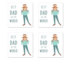 Man Carrying His Child Coaster Set Of Four