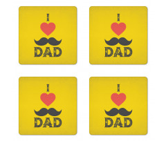 Grunge Heart Mustache Coaster Set Of Four