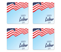 Waving Flag and Wording Coaster Set Of Four