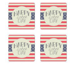 Pastel Tone Emblem Style Coaster Set Of Four