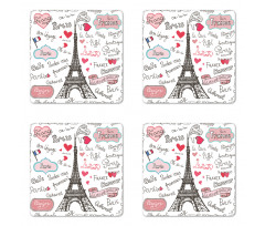 Paris Letter Heart Coaster Set Of Four