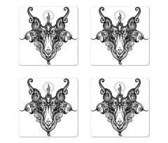 Satanic Goat Head Sketch Coaster Set Of Four