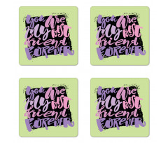 Vivid Words Lettering Coaster Set Of Four