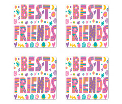 90's Calligraphy Art Coaster Set Of Four