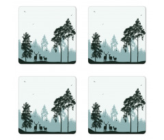 Forest Silhouette Art Coaster Set Of Four