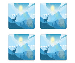 Mountain Fauna Sunrise Coaster Set Of Four