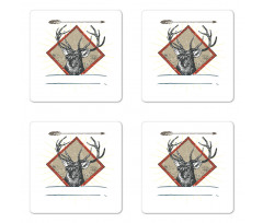 Hipster Wild Antler Coaster Set Of Four