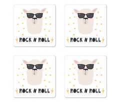 Funny Llama Portrait Coaster Set Of Four