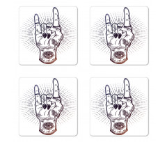 Tattooed Hand Raised Coaster Set Of Four