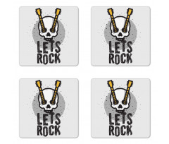 Human Skull Guitar Coaster Set Of Four